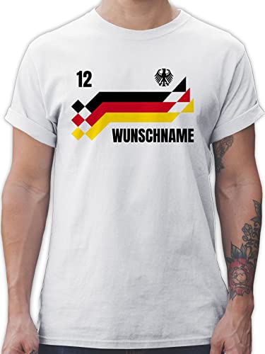 T-Shirt Herren - 2026 Fussball WM Fanartikel - Deutschland Trikot mit Name und Nummer Germany - M - Weiß - Deutschland-t-Shirt em Tshirt 2024 fußball German Shirt Bedruckt fußball-Fanartikel