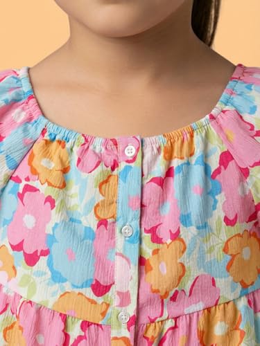 Image of Nautinati Girls A-Line Printed Dress with Puff Sleeves | Age 2-10 Years