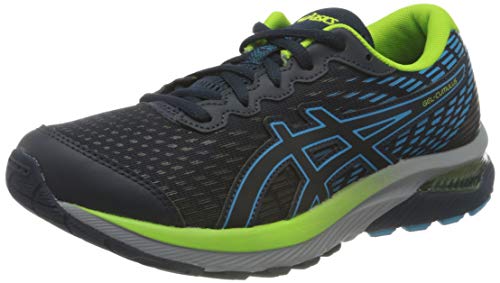 ASICS Gel-Cumulus 22 GS Running Shoe, French Blue Hazard Green, 4 UK