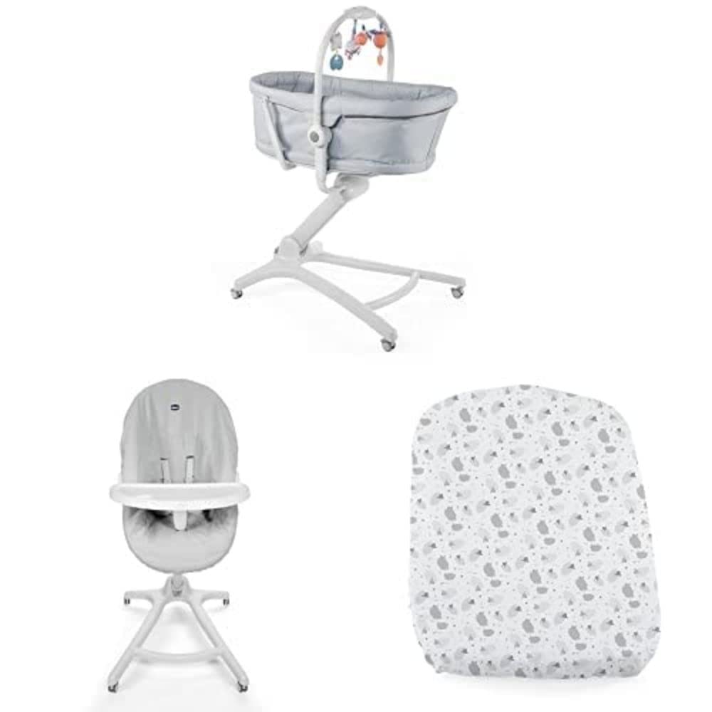ChiccoBaby Hug Grey 4-in-1 Baby Cot Complete Bundle