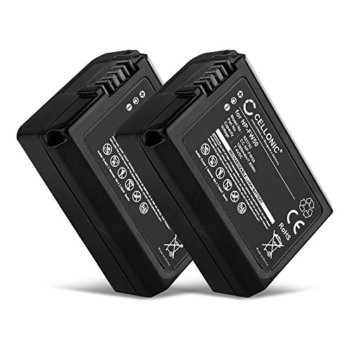 CELLONIC 2X Batterie Remplacement NP-FW50 1080mAh pour Sony Alpha 6000 A6000 A6300 A6500 Alpha 5000 a5000 A5100 A7 Alpha 7 II A7II A7s A7R ILCE-7R RX10 III Appareil Photo caméra Action cam accu