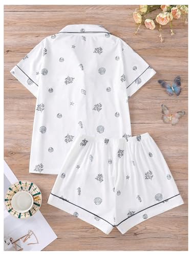 Image of Floerns Women's Floral Pajamas Notch Collar Print Sleepwear Two Piece Pajama Set