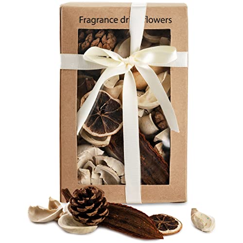 Kingrol Natural Potpourri Bag Scented Dried Flowers for Home Fragrance Decor Potpourri Bowl Vase Filler 97 oz White