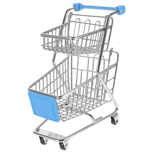 TOYANDONA Mini Carrito De Compras Carro Utilitario Carro De Carro Plegable Ventilador De Cochecito para Ventilador Portátil Bolsas con Ruedas Reutilizables Sky-Blue Hierro Forjado