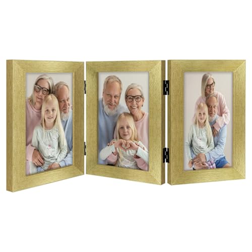 Frametory, 5x7 Triple Picture Frames Gold, 1 Pack