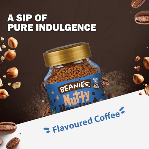 Image of Beanies Nutty Hazelnut Flavoured Instant Coffee | 50g | Freeze Dried Coffee with Rich Hazelnut (Pack of 2)