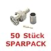Produktbild OVERLOOK SECURITY BNC-Crimpstecker 3-teilig für RG59 Videokabel Pin verg. 50 Stück SPARSET
