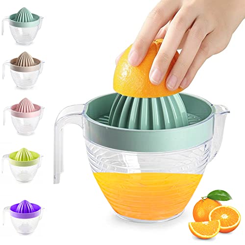 Plastic Citrus Lemon Orange Juicer Plastic Manual Hand Squeezer Fruit Juicer for Lime Fresh, Water Melon, Strawberry, Blueberry, Grapes Healthy Juice (MintGreen with Transparent Jug)