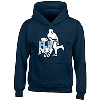 Shopagift Fiji Rugby Kids Hoodie Supporters Fans World Cup Hoody Hooded Top Boys Girls Navy Blue