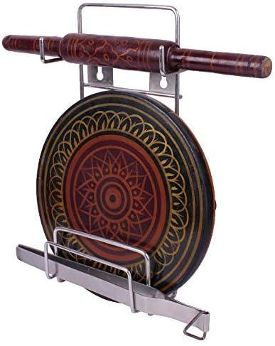 OSE Stainless Steel Rolling Pin Holder | Chakla Belan Stand with Hardware | Space-Saving Kitchen Organizer | Rust-Resistant & Easy Clean | for All Rolling Pin & Board Sizes