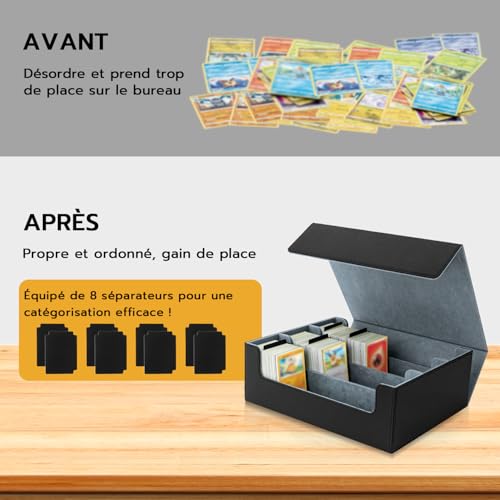 Tolesum Boîte à Cartes Pour MTG, Boîte de Rangement Maison Pour Plus De 1800 Cartes Avec Compartiment, Boîte à Rabat Magnétique Avec Cuir Pu Pour Cartes Magic Commander TCG – [Noir] – vue 7