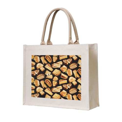 YWSOTRE Sándwiches de queso asado,Bolso de mano Bolso de lona Bolso de compras Bolsas de comestibles, Bolsas de hombro multiusos