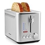 CUSIMAX 2 Slice Toaster, Wide Slot Toaster for All Bread Types, 7 Browning Levels, High-Lift Feature, Defrost/Reheat/Cancel Function, Removable Crumb Tray, Cool Touch Stainless Steel, 950W
