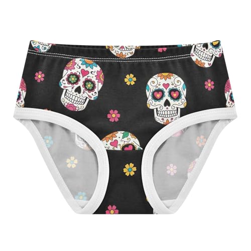 Artistic Toddler Girls Underwear 2t Cotton Panties for Girl Colorful Skulls Vibrant Floral Heart Underpants Briefs