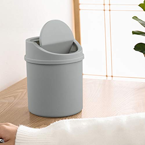 Mini caneca de basura de escritorio 2 litros con tapa basculante gris miniatura 7