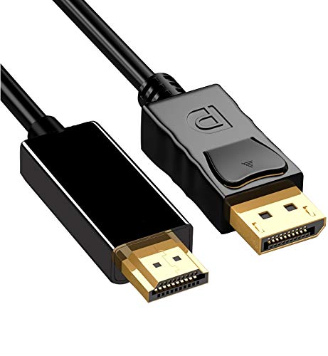 4K DisplayPort to HDMI Cable,Yiany Gold-Plated DP Male to HDMI Male Audio Video Cable for Lenovo, HP, DELL, GPU, AMD, ASUS, 6 Feet, Black