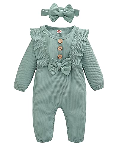 Image of Mioglrie Newborn Baby Girl Clothes One Piece Jumpsuits Clothes Short Sleeve Rompers Summer Clothes for Baby