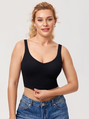 MOMANDA Women's Nursing Bras Longline Sports Breastfeeding V Neck Sleeveless Crop Tank Top with Built in Bra2