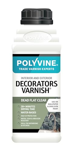 Polyvine Decorators Varnish Dead Flat Water Resistant Clear Varnish with UV Protection - Seals and Protects Emulsion Acrylic Paint Wallpaper Wood Furniture Plaster & Fabric 500ml