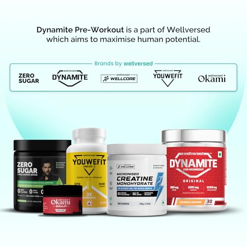 Dynamite Original Pre Workout For Men (15 Servings, Valencia Orange) For Focus & Energy Boost With 6500mg Citrulline Complex | Preworkout Supplements For Men - 210g