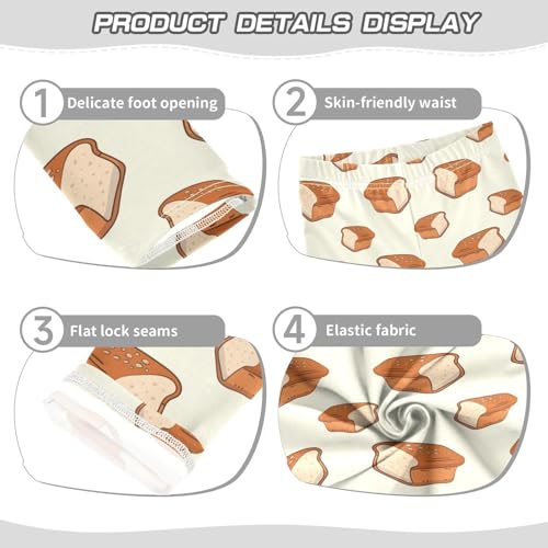 Breads and Baguettes Bakery Girls Leggings,Workout Leggings for Girls Toddler Athletic Leggings Size for 3-10T3