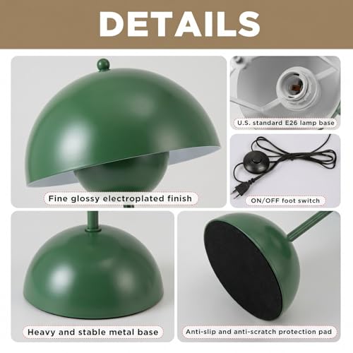 Image of Mid-Century Modern Metal Bud Floor Lamp for Home and Office, Hunter Green