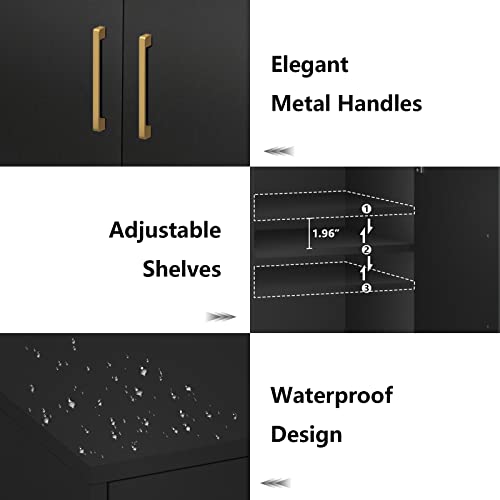 Resom Modern Storage Cabinet With Double Doors, White Sideboard With Adjustable Shelves, Accent Cabinet For Living Room, Bedroom, Home Office And Hallway (Black) #TOP4