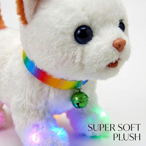 Image of GITGRNTH Walking Talking Lighting Cat - Interactive LED Cat Toy - Musical Cute Kitty with Glowing Light Paws - Electronic Cat with Sound - Gift for Girls and Boys Baby
