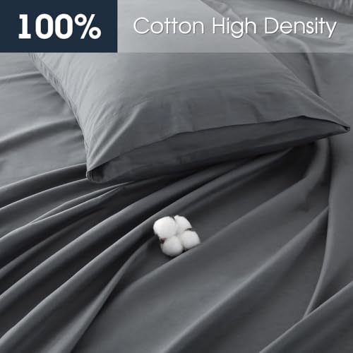 HYPREST Extra Deep Pocket Cal King Sheet Sets Fits 18"-24" in Deep Mattress -100% Cotton California King Sheet Set, Grey Hotel Luxury Soft Wrinkle Free Cooling Sheet Sets Deep Pocket