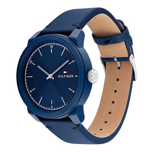 Quartz Ppl Tommy Hilfiger Quartz Navy Dial Leather Strap Watch for Men - Price History