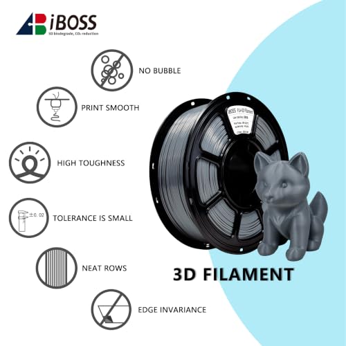 Image of iBOSS 3D Printer Filament PLA Plus, PLA+ Filament 1.75mm+ /- 0.02mm, Neatly Wound PLA+ Printer Filament Toughness Enhanced, 1kg Spool (2.2lbs), Fit for Most FDM 3D Printer, Dark Gray