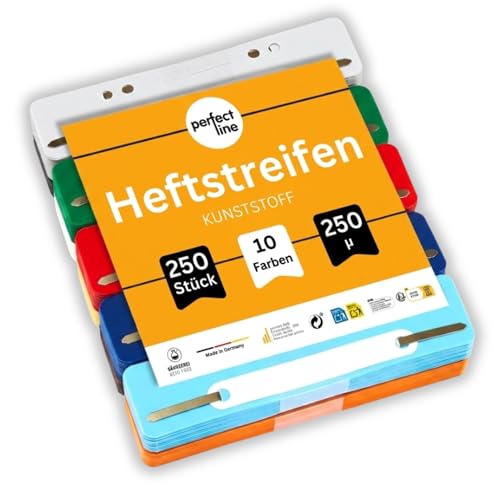perfect line - 250 Heftstreifen PP (10x25) recycelbarer Kunststoff made in Germany