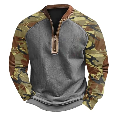 Sweat homme camouflage à manches longues - Pull-over d'hiver grande taille