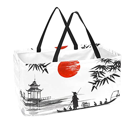 Panier de courses pliable et lavable grand volume motif bateau soleil