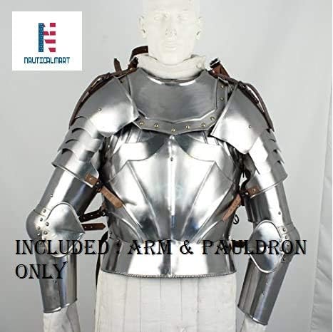 Medieval Knight Arms Armor Set | Battle Ready Arm Armor | 18-Gauge Steel | Adjustable Leather Straps | Handcrafted by Indian Artisans | for Reenactments & Cosplay | Large Size - Image 7