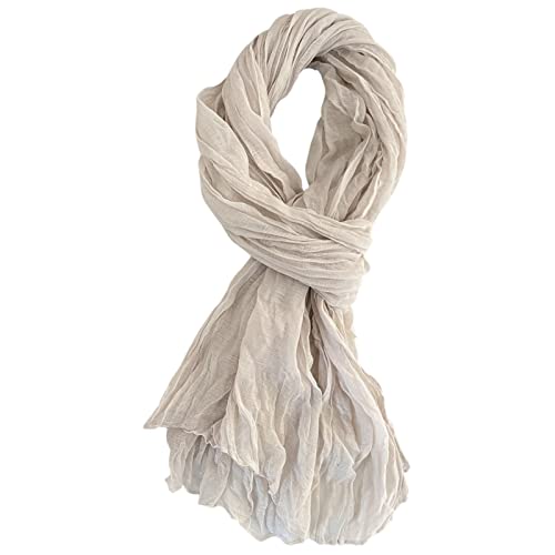 Summer Cotton Blend Crinkle Vintage Soft Scarf Fashion Solid Color Scarves Wrap Shawl
