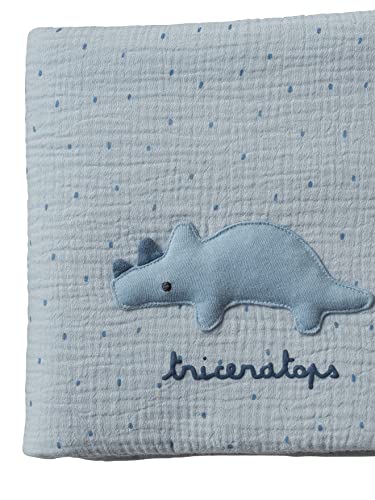 Vertbaudet Baby Bettumrandung/Polster für Laufgitter „Kleiner Dino“ Oeko-Tex blaugrau Bedruckt ONE Size