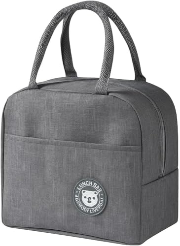 Lancheira Térmica Fitness Reutilizável à Prova de Vazamentos – Bolsa para Marmita, Academia e Trabalho, Isolamento Térmico, Portátil e Lavável (Cinza)