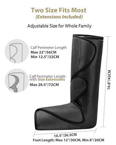 FIT KING Leg Massager for Circulation and Pain Relief, Air Compression Leg and Foot Massager to Relieve Pain Swelling Edema with 2 Size Extensions- Great Gift for Wife Mom and Friend