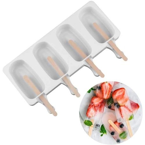 Image of MoldBerry 4 Cavity Big Oval Silicone Cakesicle Mould | Silicone Ice Cream Mould | Chocolate Cakesicle & Popsicle Mold | Food-Grade BPA Free | Reusable Non-Stick Popsicle Mold (Multicolor, Pack of 1)
