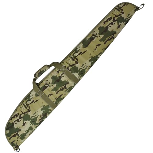 AUMTISC Maleta Rifle Escopeta, Estuche Transporte Armas Largas, Caza Tiro, Espuma Acolchada (Camo, 52inch-132cm)