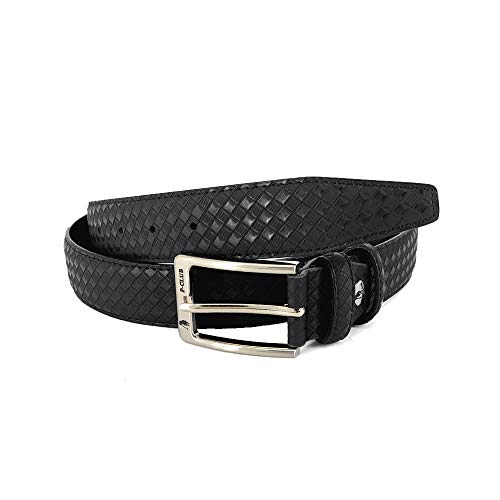 Ceinture homme P-CLUB 02 noire ajustable à motif tressé texturé