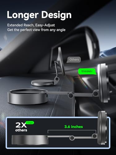 Image of THREEKEY Qi2 25W Certified Magnetic Car Mount Charger Lite with Cooling Fan&LED Light, 360 Rotating Fast Wireless Charger & Phone Holder for iPhone 17-12, Galaxy S25-S26 | 30W Adapter Included