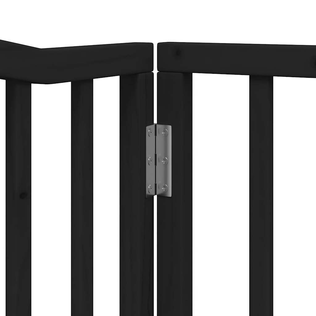 Homgoday Barrera para Perros,Barrera de Seguridad para Perros Mascotas,para Escaleras y Puertas Puerta de Perros Plegable 8 Paneles Madera álamo Negra 640 cm
