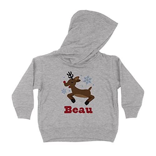 Reindeer Beau Christmas Kids Hoodie Sweatshirt Toddler 4T Heather Grey