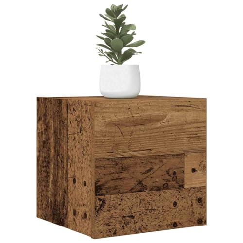 Tonture Juego de 2 armarios de pared para TV, aspecto de madera envejecida, 30,5 x 30 x 30 cm, flotantes, para salón, dormitorio, almacenamiento multimedia
