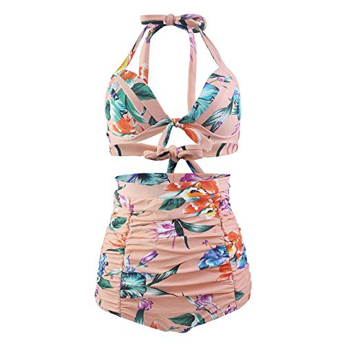 Bikini Maillot de Bain Deux Pièce à Fleur et Taille Haute pour l'Été