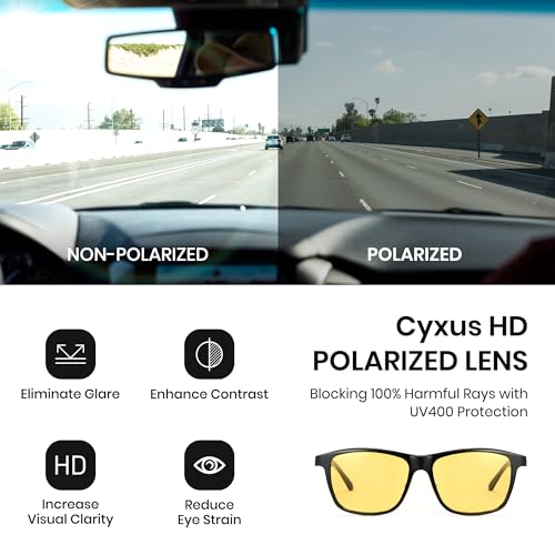 Cyxus Polarized Sunglasses Men AL Carbon Fiber Square Frame Spring Hinges UV400 Fishing Golf Driving Sport P1139-422