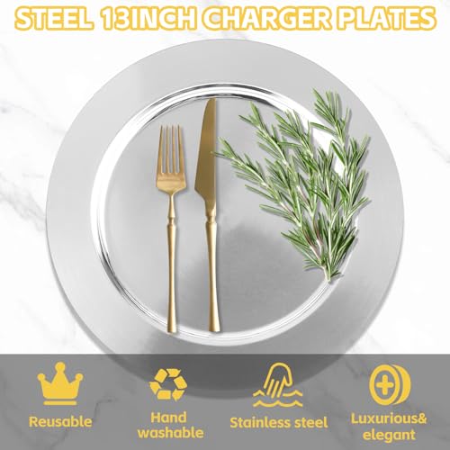Platos cargadores de acero inoxidable LANIAKEA 13 pulgadas 8 piezas miniatura 3