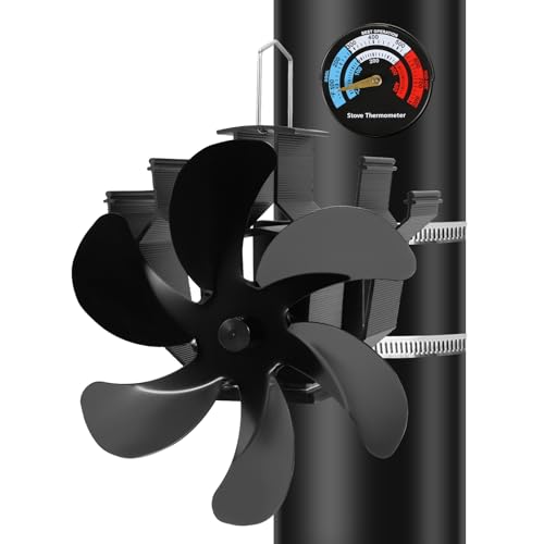 Heat Powered Fireplace Fan Wall Mounted, Wood Stove Fan Thermal Fan for Wood/Log Burning Stove...